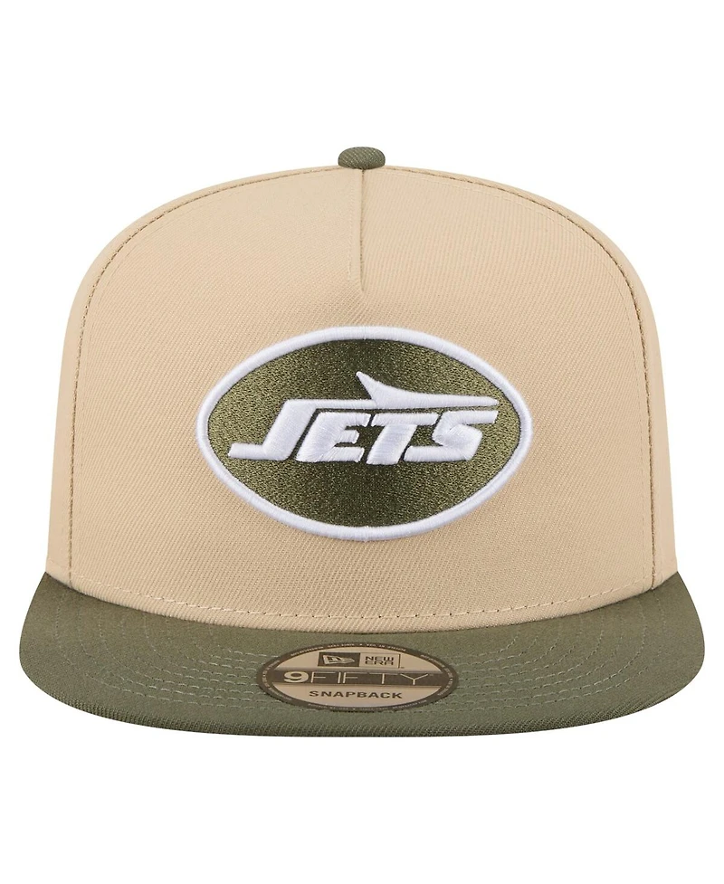 New Era Men's Khaki/Olive New York Jets Color Pack A-Frame 9FIFTY Snapback Hat