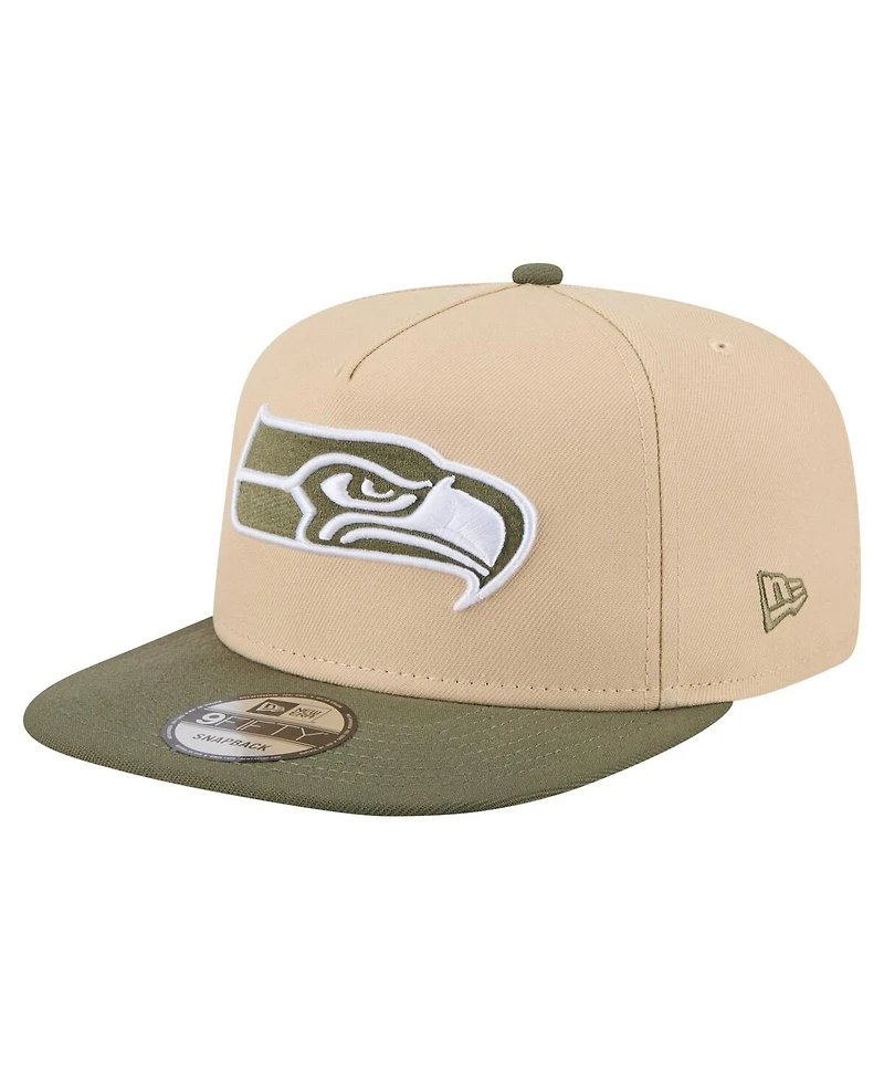 New Era Men's Khaki/Olive Seattle Seahawks Color Pack A-Frame 9FIFTY Snapback Hat