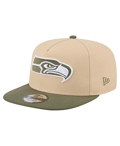 New Era Men's Khaki/Olive Seattle Seahawks Color Pack A-Frame 9FIFTY Snapback Hat
