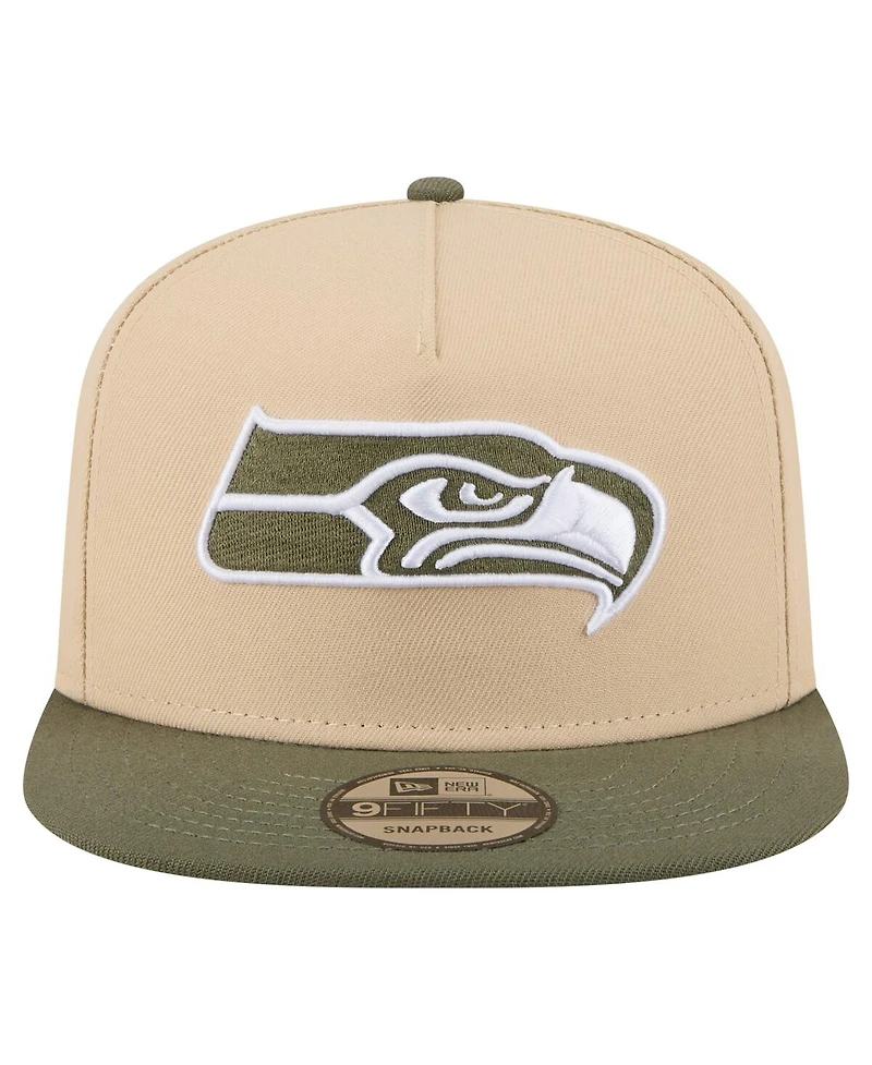 New Era Men's Khaki/Olive Seattle Seahawks Color Pack A-Frame 9FIFTY Snapback Hat