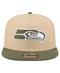 New Era Men's Khaki/Olive Seattle Seahawks Color Pack A-Frame 9FIFTY Snapback Hat
