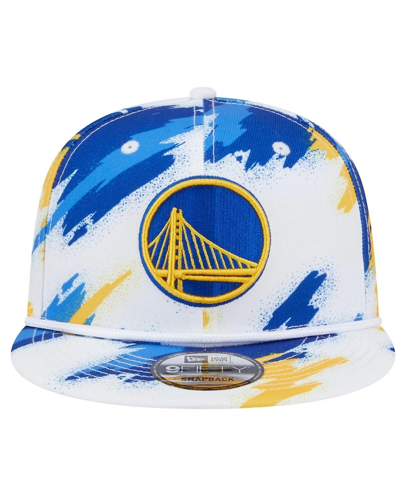 New Era Men's White Golden State Warriors Paint 9FIFTY Snapback Hat