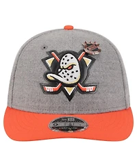 New Era Men's Gray/Black Anaheim Ducks Wool Pin Low Profile 9FIFTY Snapback Hat