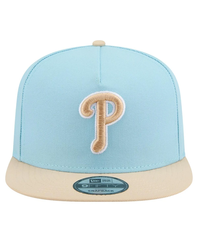 New Era Men's Light Blue/Light Beige Philadelphia Phillies Color Pack A-Frame 9FIFTY Snapback Hat
