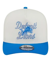 New Era Men's Cream/Blue Detroit Lions Chainstitch A-Frame 9FIFTY Adjustable Hat