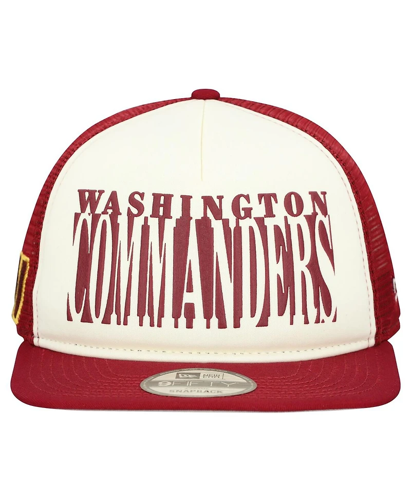 New Era Men's Cream/Burgundy Washington Commanders Cutout A-Frame 9FIFTY Snapback Hat