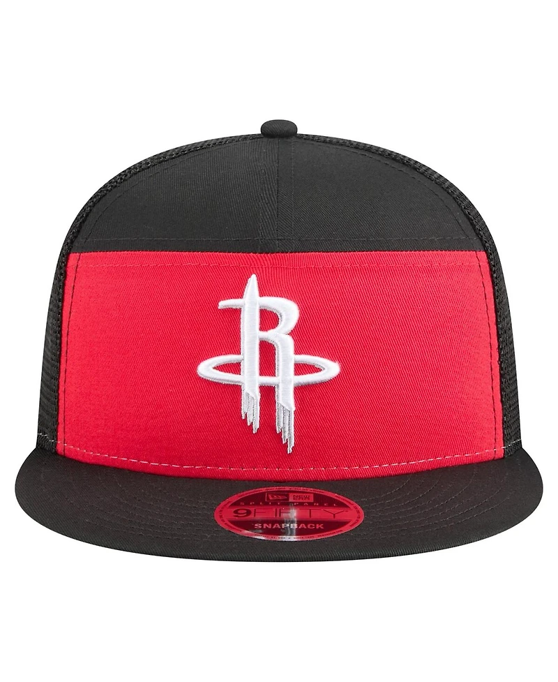 New Era Men's Red/Black Houston Rockets Outdoor Split Panel 9FIFTY Snapback Hat