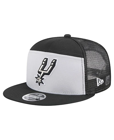 New Era Men's Black/Silver San Antonio Spurs Outdoor Split Panel 9FIFTY Snapback Hat