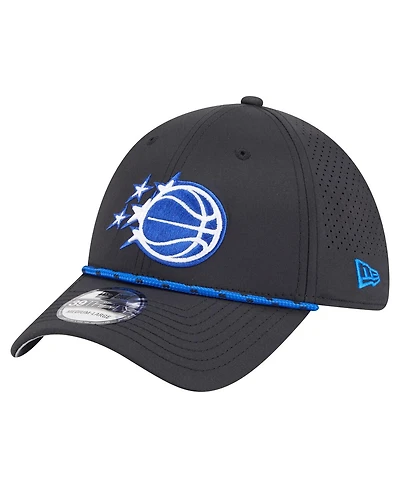 New Era Men's Black Orlando Magic Featherweight Poly Rope Flex 39Thirty Hat
