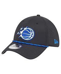 New Era Men's Black Orlando Magic Featherweight Poly Rope Flex 39Thirty Hat