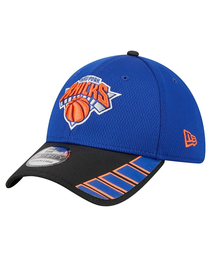 New Era Men's Blue/Black York Knicks Visor Hit 39THIRTY Flex Hat