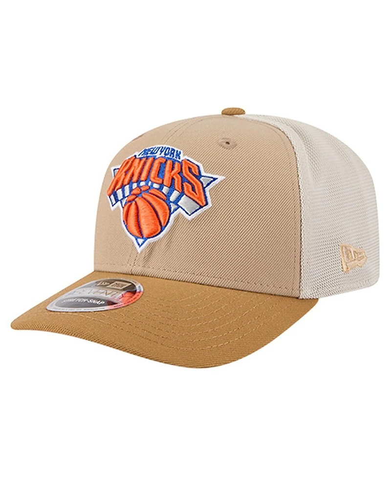 New Era Men's Tan/Light Brown New York Knicks Two-Tone 9SEVENTY Adjustable Trucker Hat