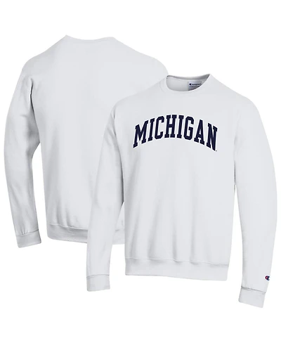 Champion Men's White Michigan Wolverines Basic Arch Fleece Pullover Sweatshirt