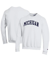 Champion Men's White Michigan Wolverines Basic Arch Fleece Pullover Sweatshirt