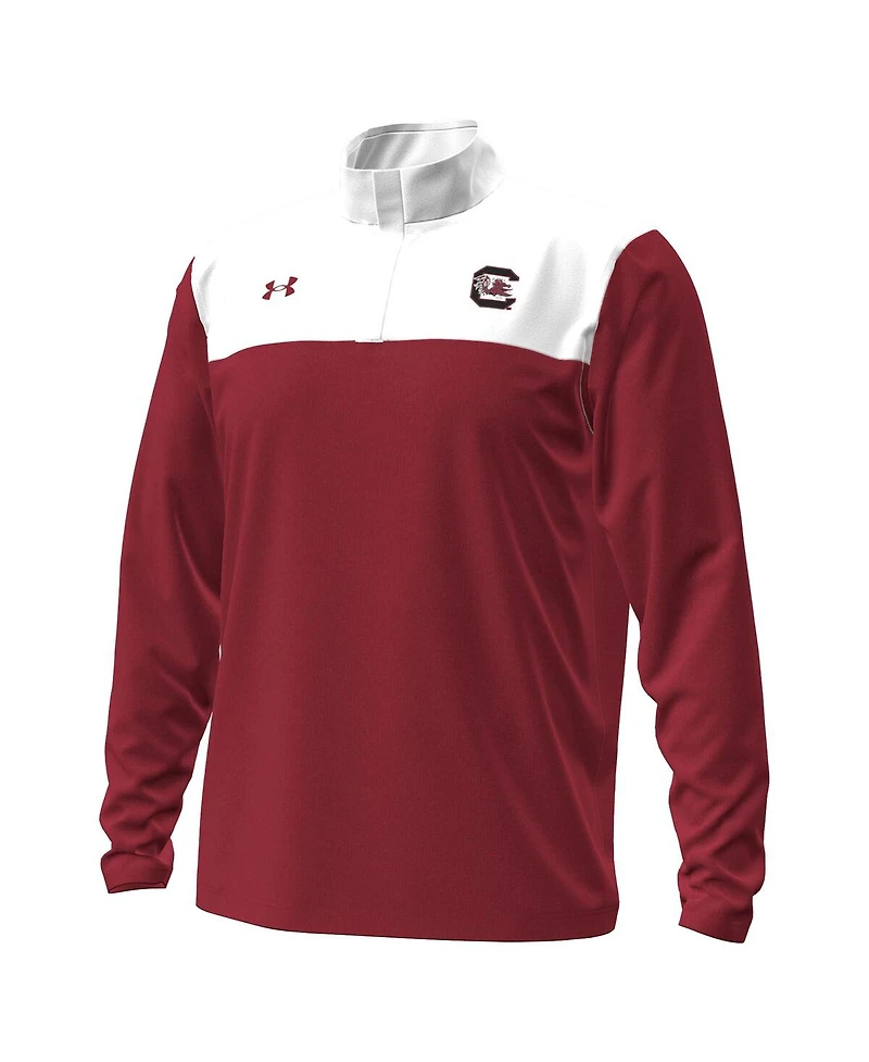 Under Armour Men's Garnet/White South Carolina Gamecocks Green Blocked Quarter-Zip Pullover Hoodie