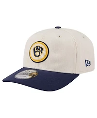New Era Men's Cream/Navy Milwaukee Brewers Loyal 9SEVENTY Adjustable Hat