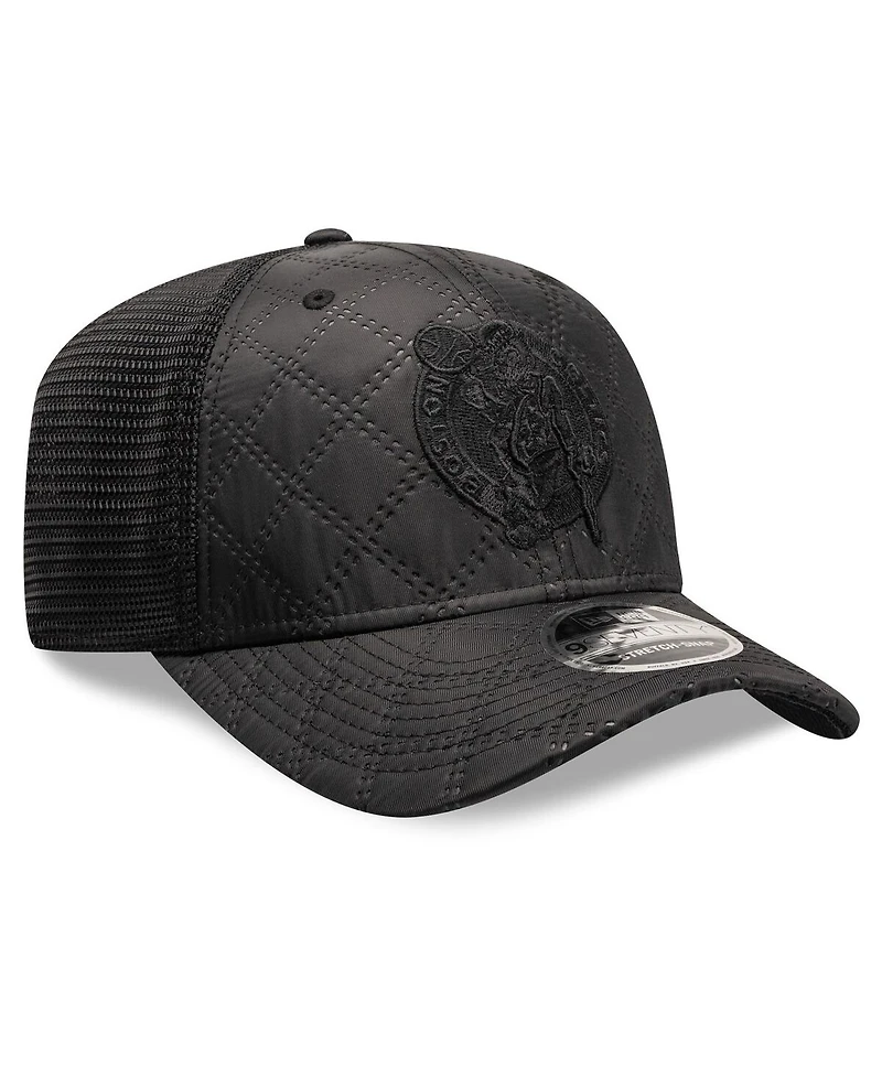 New Era Men's Black Boston Celtics Quilted Nylon 9SEVENTY Trucker Adjustable Hat