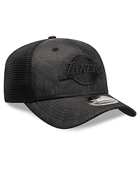 New Era Men's Black Los Angeles Lakers Quilted Nylon 9SEVENTY Trucker Adjustable Hat