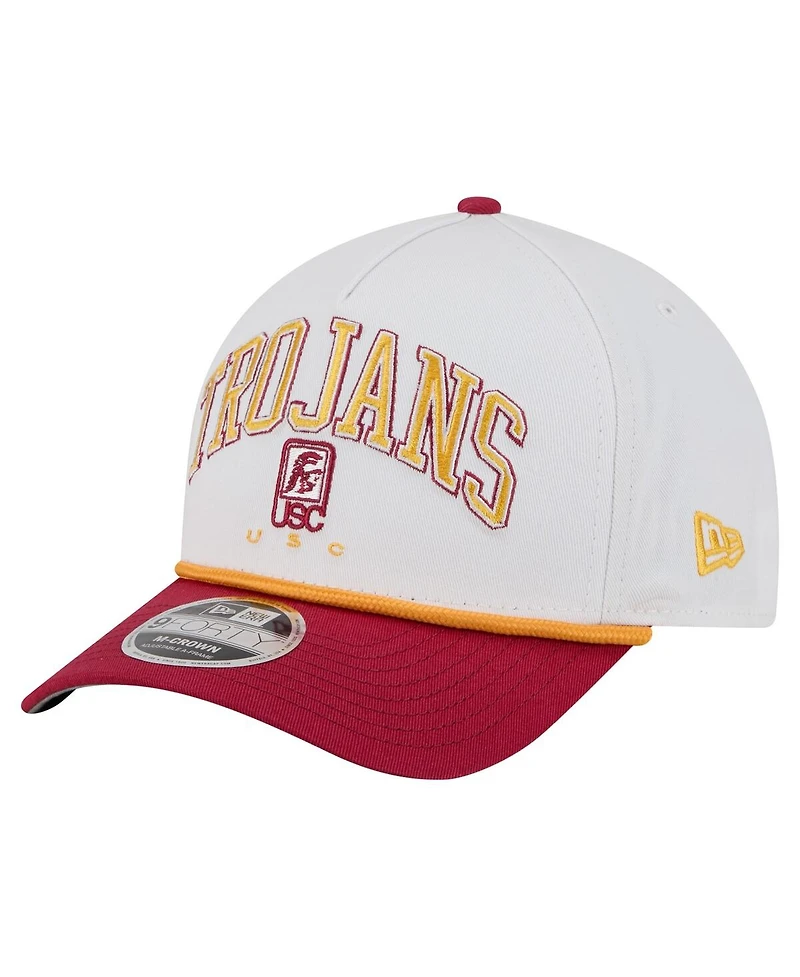 New Era Men's White/Cardinal Usc Trojans Arch Two-Tone Rope 9FORTY A-Frame M-Crown Adjustable Hat
