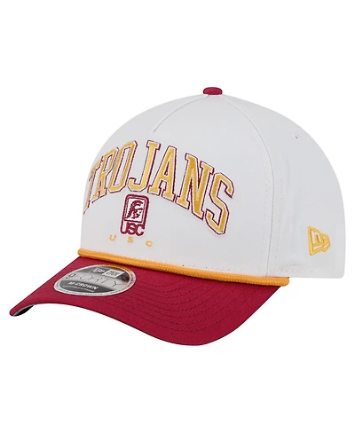 New Era Men's White/Cardinal Usc Trojans Arch Two-Tone Rope 9FORTY A-Frame M-Crown Adjustable Hat