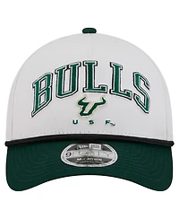 New Era Men's White/Green South Florida Bulls Arch Two-Tone Rope 9FORTY A-Frame M-Crown Adjustable Hat