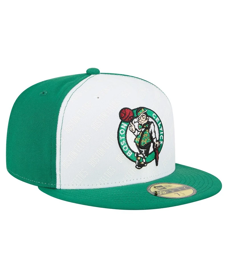 New Era Men's White/Kelly Green Boston Celtics Repeat 59Fifty Fitted Hat