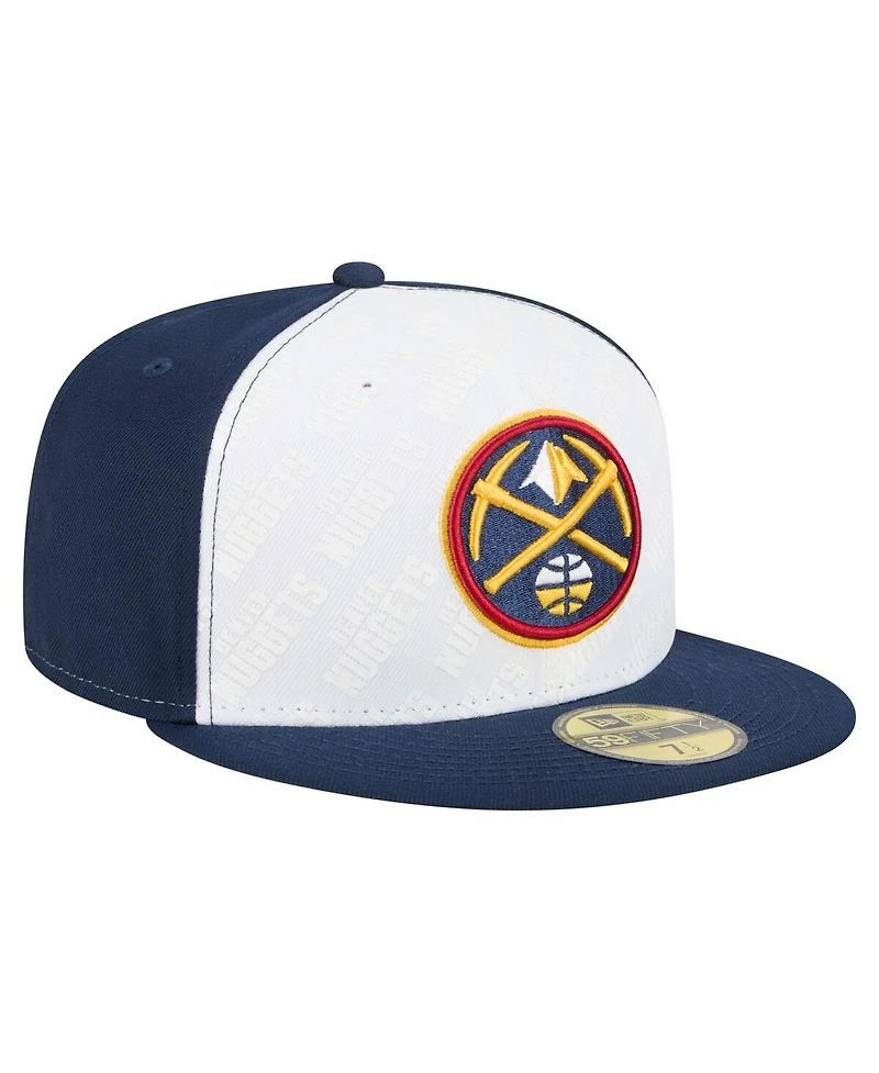 New Era Men's White/Navy Denver Nuggets Repeat 59Fifty Fitted Hat