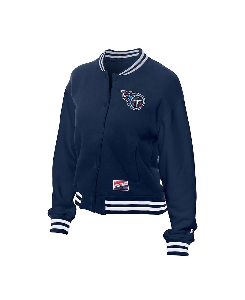 New Era Women's Navy Tennessee Titans Throwback Fleece Full-Snap Jacket