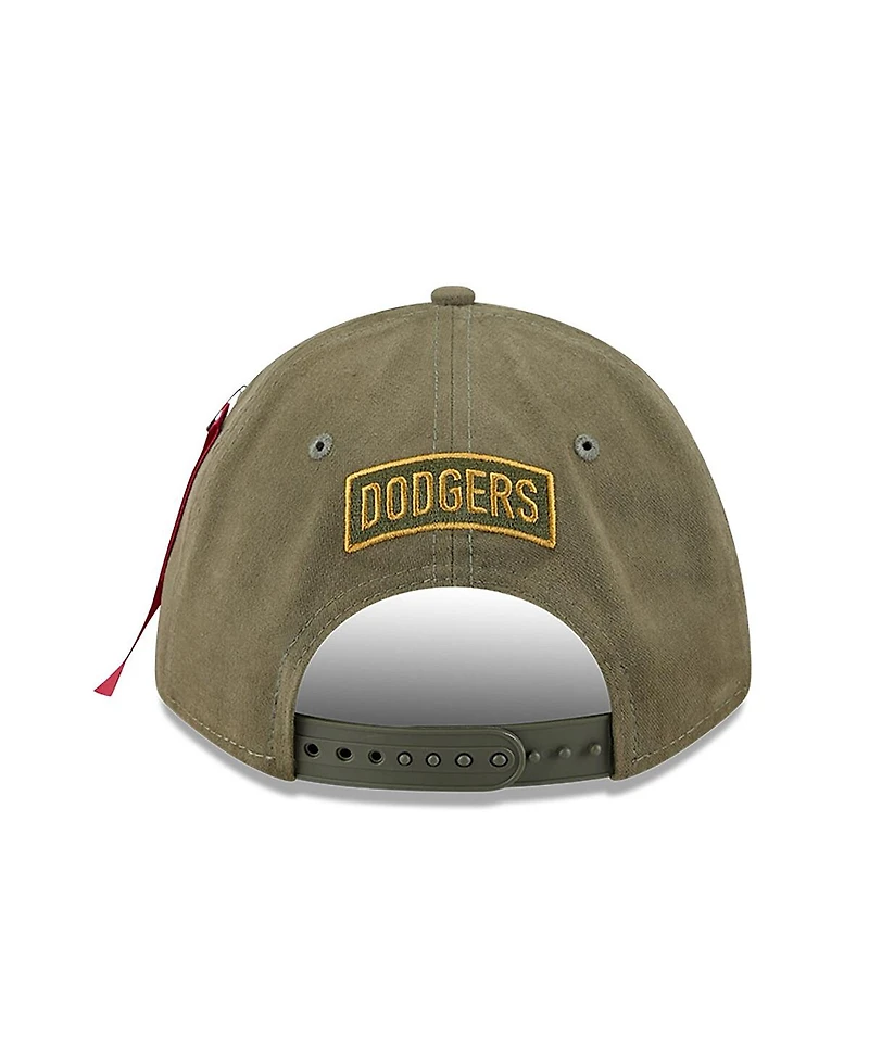 New Era Men's Olive Los Angeles Dodgers A-Frame 9FORTY Adjustable Hat