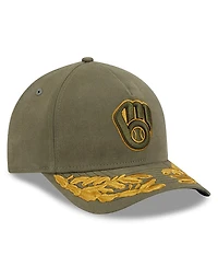 New Era Men's Olive Milwaukee Brewers A-Frame 9FORTY Adjustable Hat