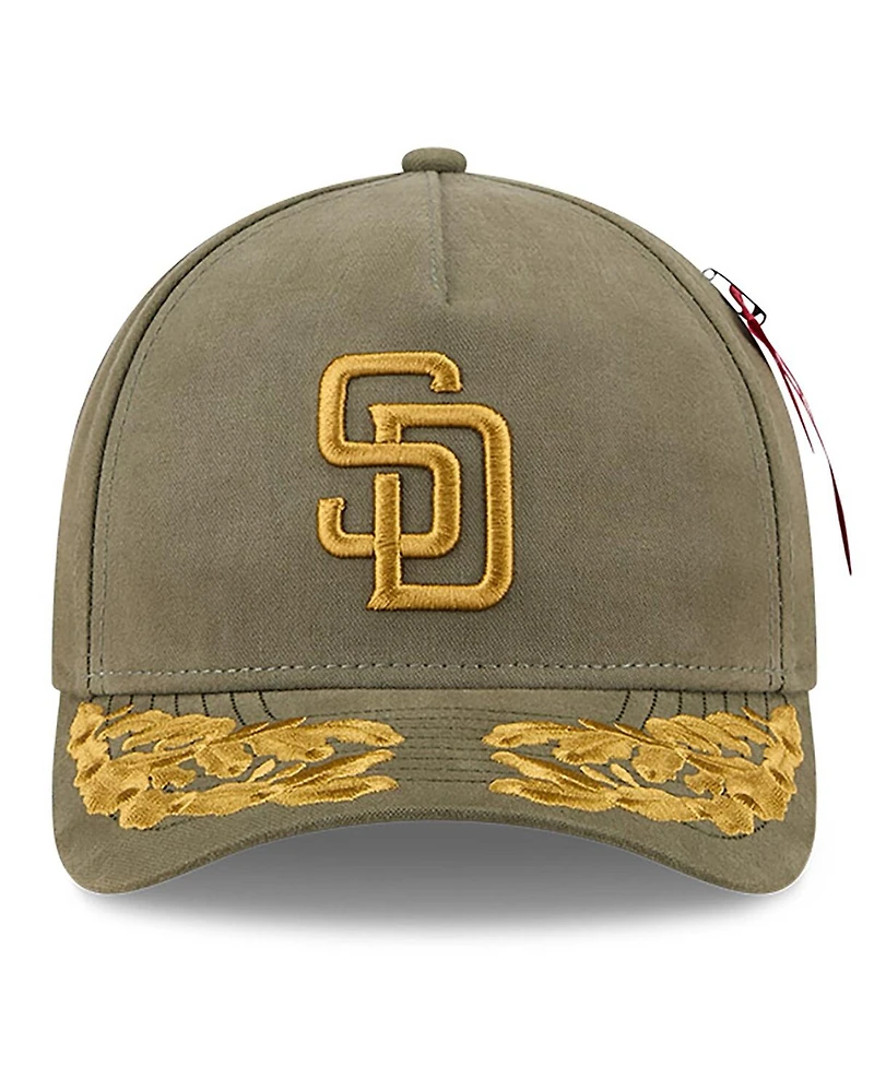 New Era Men's Olive San Diego Padres A-Frame 9FORTY Adjustable Hat
