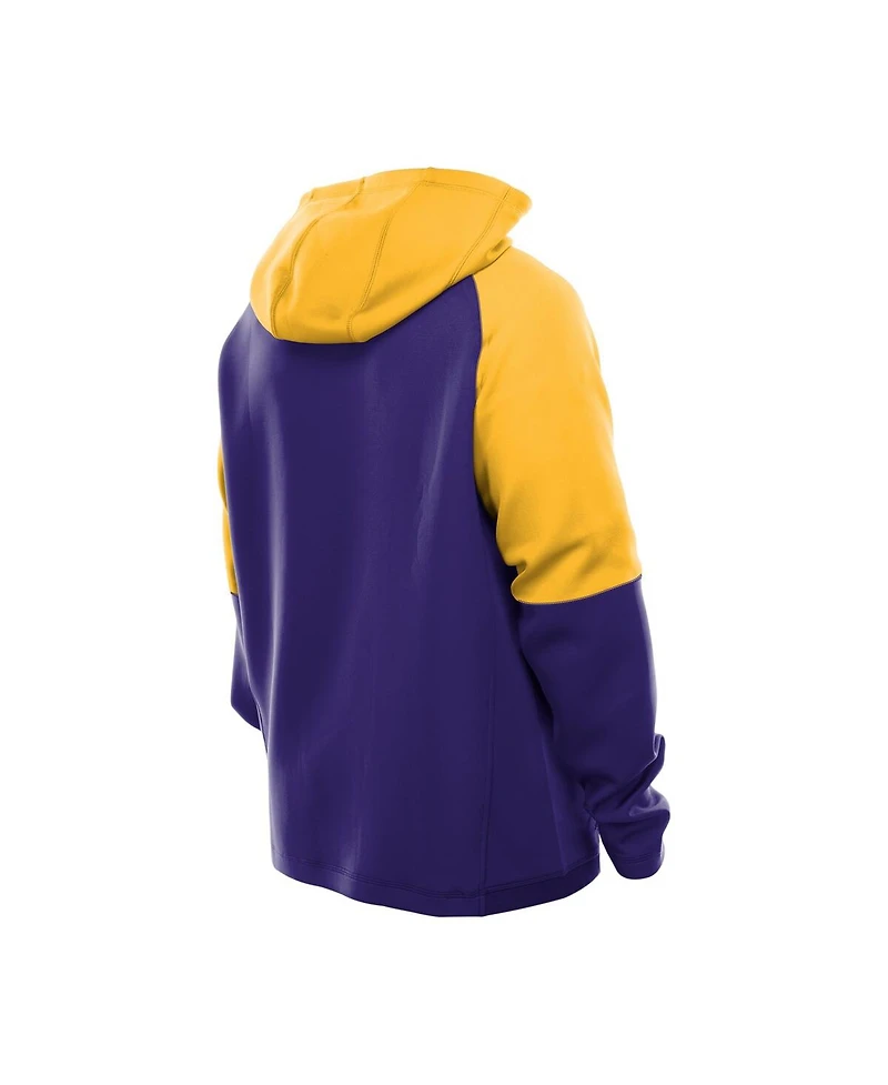 New Era Men's Purple Minnesota Vikings Combine Authentic Color Block Raglan Pullover Hoodie