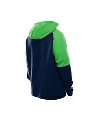 New Era Men's College Navy Seattle Seahawks Combine Authentic Color Block Raglan Pullover Hoodie