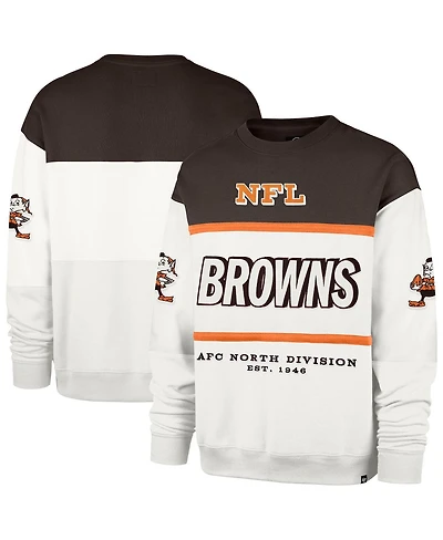 '47 Brand Men's White Cleveland Browns Throwback Breeze Maximalist Sweatshirt