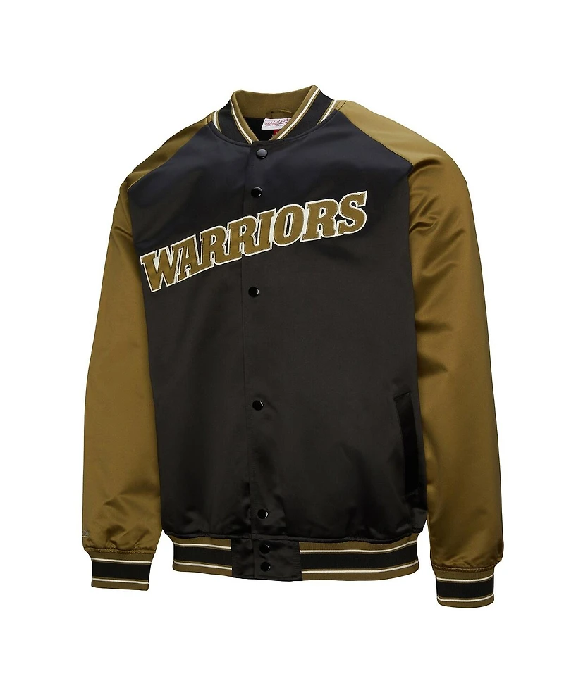 Mitchell & Ness Men's Olive/Black Golden State Warriors Clutch Satin Raglan Full-Snap Jacket