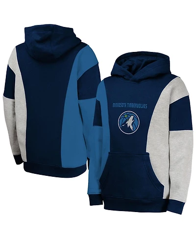 Outerstuff Big Boys and Girls Navy Minnesota Timberwolves Ace the Hole Pullover Hoodie