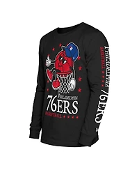 New Era Men's Black Philadelphia 76ers Old School Sport Long Sleeve T-Shirt