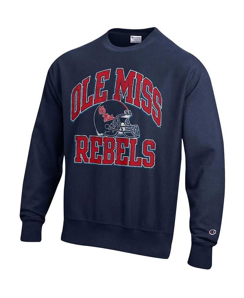 Champion Men's Navy Ole Miss Rebels Vault Late Night Reverse Weave Pullover Sweatshirt