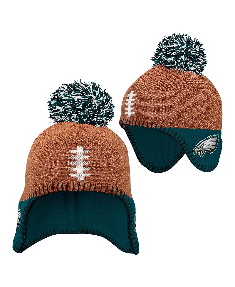 Outerstuff Baby Boys and Girls Brown Philadelphia Eagles Football Head Knit with Pom Hat