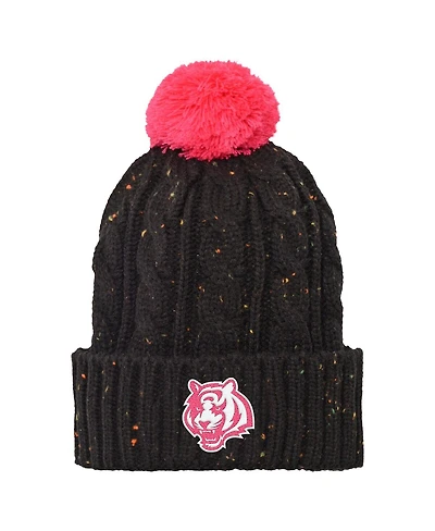 Outerstuff Big Girls Black Cincinnati Bengals Nep Yarn Cuffed with Pom Knit Hat