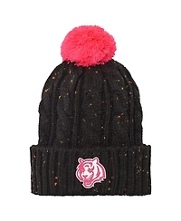 Outerstuff Big Girls Black Cincinnati Bengals Nep Yarn Cuffed with Pom Knit Hat