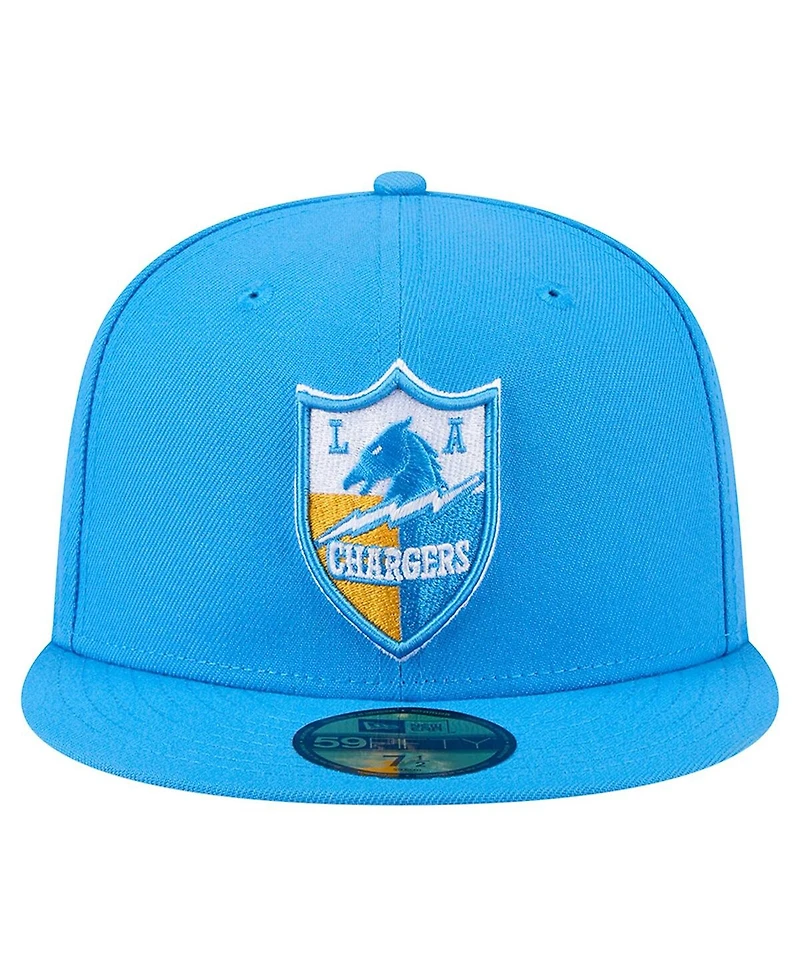 New Era Men's Powder Blue Los Angeles Chargers Throwback Main 59FIFTY Fitted Hat