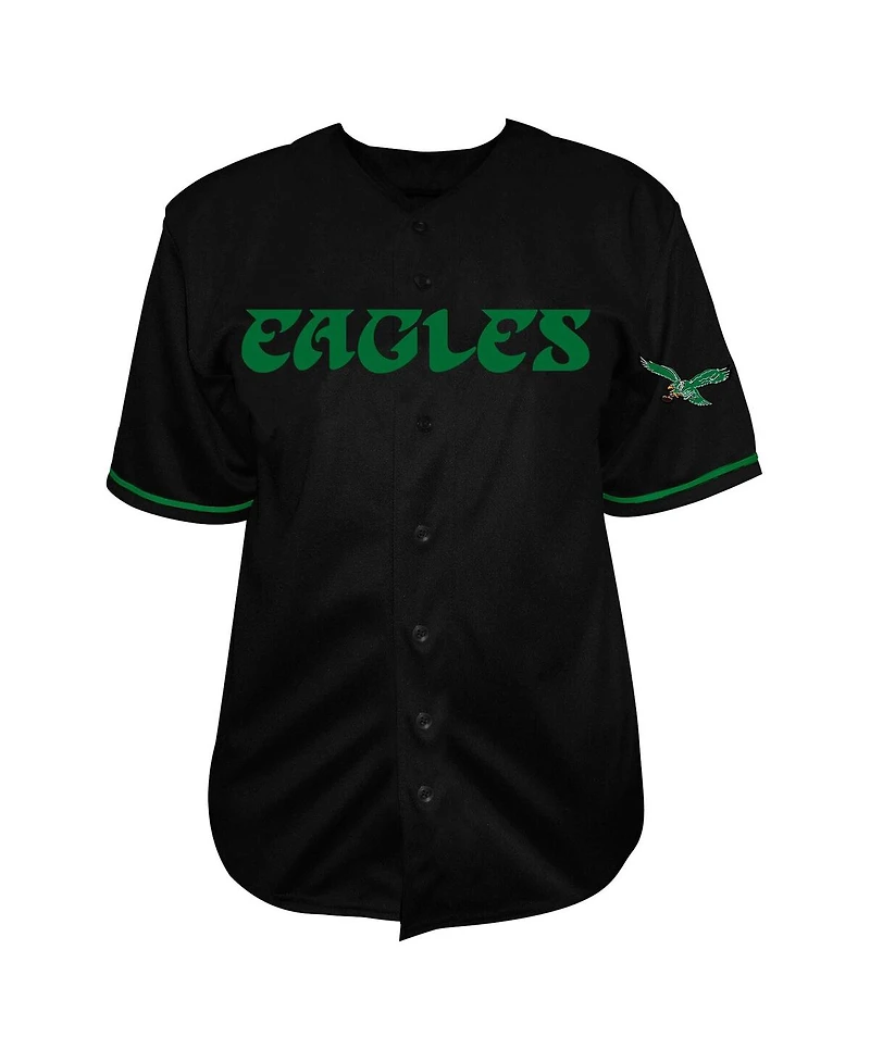 Fanatics Men's Saquon Barkley Black Philadelphia Eagles Big Tall Baseball Button-Up Shirt