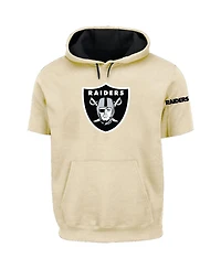 Profile Men's Oatmeal Las Vegas Raiders Big Tall Chest Print and Logo Short Sleeve Pullover Hoodie
