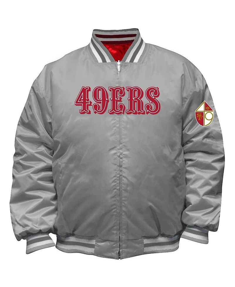 Mitchell & Ness Men's Scarlet/Silver San Francisco 49ers Big Tall Throwback Reversible Full-Zip Jacket