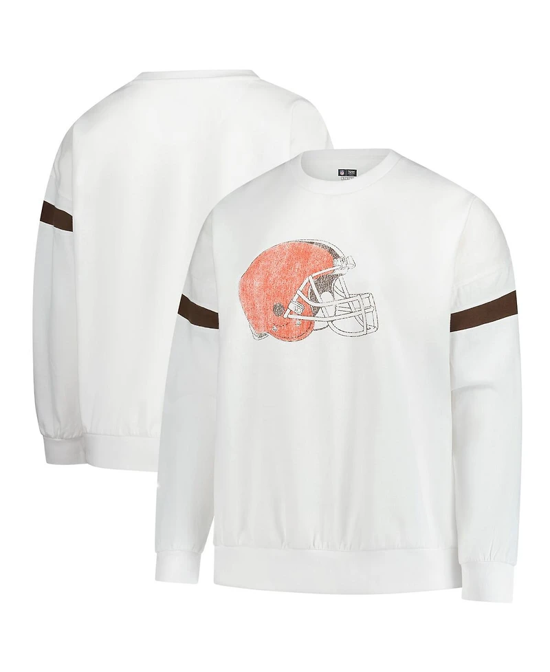Fanatics Women's White Cleveland Browns Plus Fleece Pullover Sweatshirt