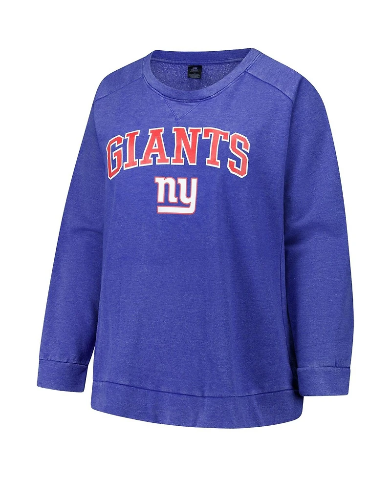 Profile Women's Royal New York Giants Plus Acid Wash Raglan Sweatshirt