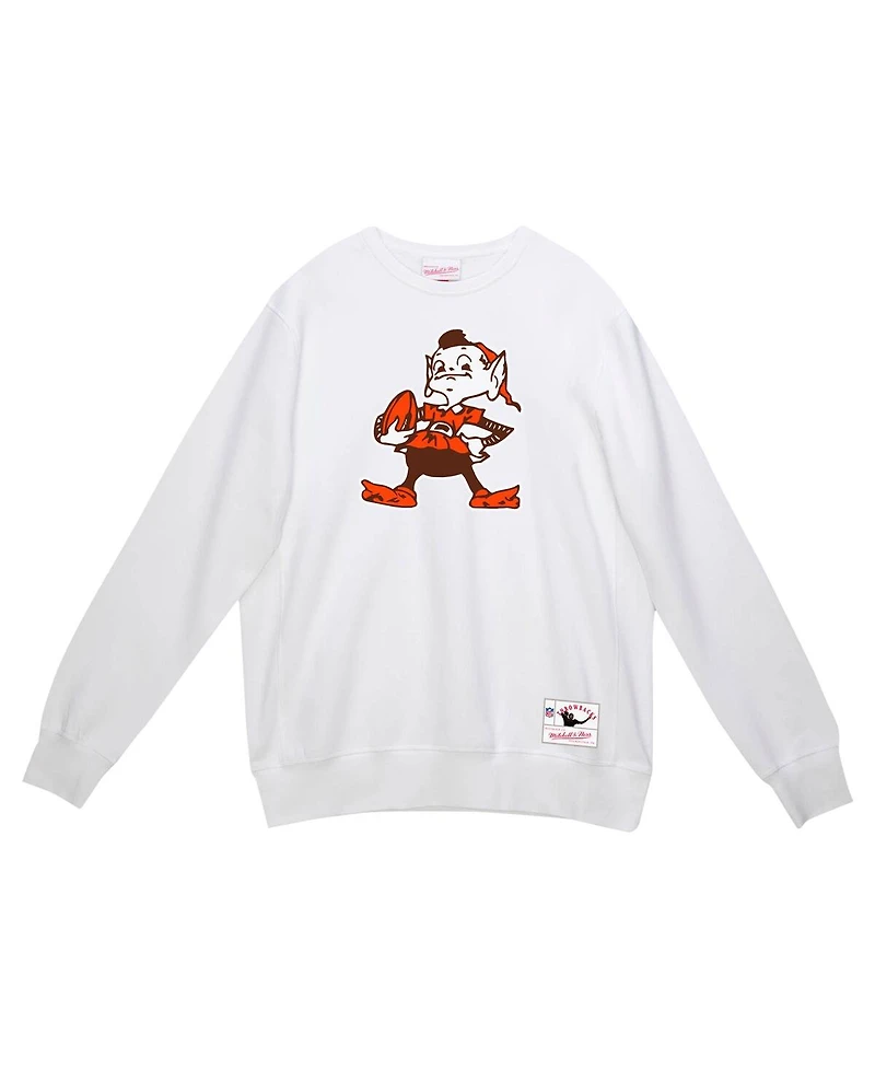 Mitchell & Ness Men's White Cleveland Browns Basic Fleece Pullover Sweatshirt