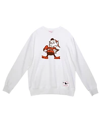 Mitchell & Ness Men's White Cleveland Browns Basic Fleece Pullover Sweatshirt