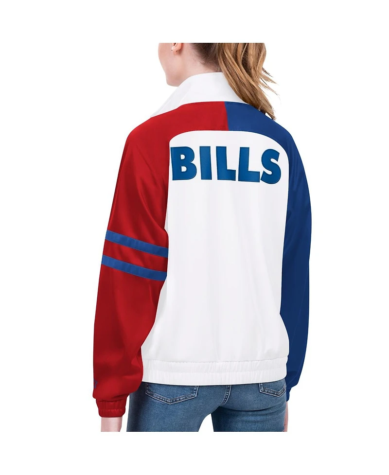 Starter Women's White Buffalo Bills Curve Ball Raglan Full-Zip Track Jacket